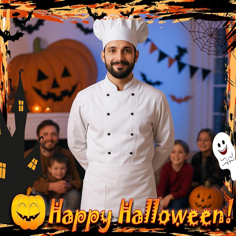 Shyyween White Half Bistro Burger Apron 26" White Waist Chef Apron with Large Pockets and Adjustable Waist Strip Halloween Cosplay Party Outfit for Men Women Adults Kitchen Cooking - Image 4